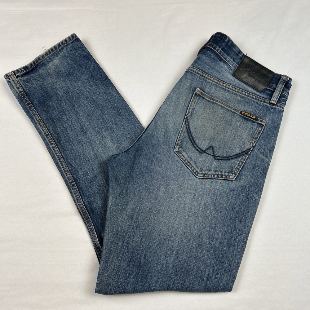 Superdry Copperfill Loose Denim Jeans Sz Pants Button Fly Medium Wash Men